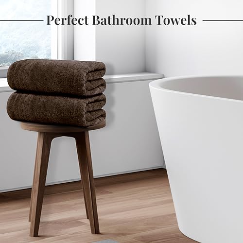 4 Piece Extra Large Bath Towels 30 x 60 Inches, Brown | 100% Cotton, Larger & Lighter Weight, Quicker to Dry, Super Soft and Absorbent, Perfect for Bathroom - color: Brown
