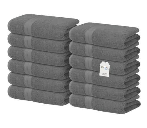 Avalon Towels Wash Cloths 12 Pack Grey 100% Cotton Washcloths 12x12 Face Towels, Wash Rags, Facial Towel, fingertip Towel for Bathroom, Grey Washcloth - color: Grey