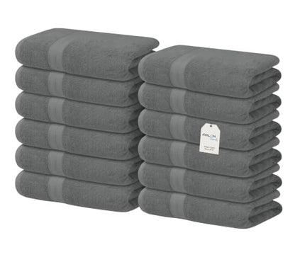Avalon Towels Wash Cloths 12 Pack Grey 100% Cotton Washcloths 12x12 Face Towels, Wash Rags, Facial Towel, fingertip Towel for Bathroom, Grey Washcloth - color: Grey