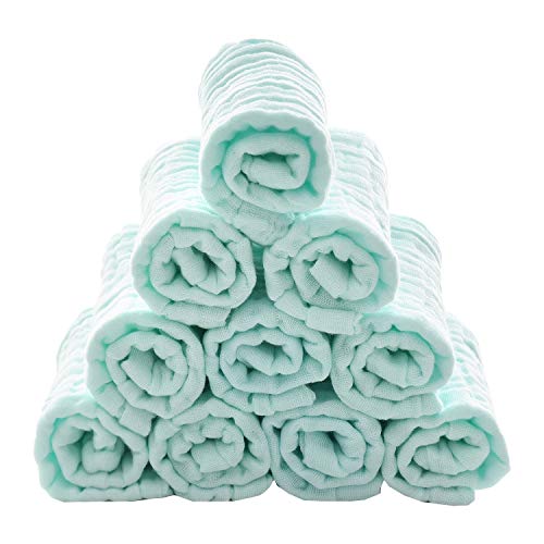 Baby Washcloths - Natural Cotton Baby Wipes - Soft Newborn Face Towel for Sensitive Skin - 10 Pack 12x12 inches - color: Green