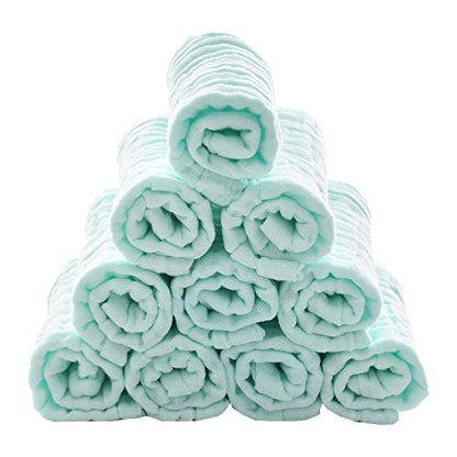 Baby Washcloths - Natural Cotton Baby Wipes - Soft Newborn Face Towel for Sensitive Skin - 10 Pack 12x12 inches - color: Green