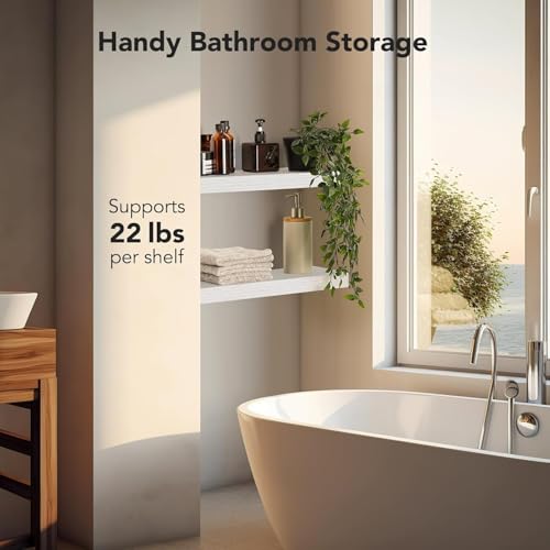 AMADA HOMEFURNISHING Floating Shelves Wall Mounted, 15 x 7 Inch Wall Shelves for Bathroom, Bedroom, Living Room, White Shelves Set of 2 - color: White, size: 15 inches