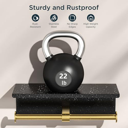 FORIOUS Toilet Paper Holder with Shelf, Commercial Toilet Paper Dispensers | Black and Gold | Wall Mount Bathroom Tissue Holder | SUS304 Stainless Steel Rustproof | Double Tissue Roll Holder - color: Matte Black & Brushed Gold
