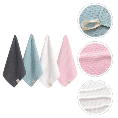 Superfine Quick-Dry Absorbent Washcloths, Breathable Square Microfiber Towels, Portable Face and Saliva Towels, 4pcs Set for Bathroom and