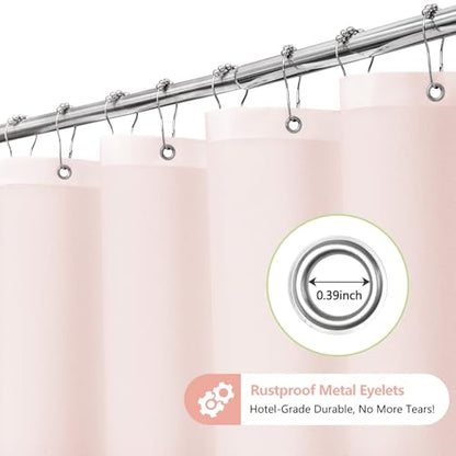 Seenus Waterproof Soft Microfiber Shower Curtain TPU Backed Lightweight, 72 x 84 Inch Extra Long Baby Pink Fabric Shower Curtain Liner with Magnets, Washable Cloth Shower Curtains for Tall Bathroom - color: Baby Pink, size: 72"W x 84"L (Pack of 1)