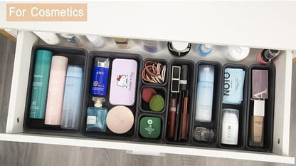 Kutesna 44 PCS Interlocking Drawer Organizer, Plastic Desk Organizer Set | 4-Size Versatile Storage Bins,BPA-free, Non-slip, Fits Any Drawer for Cosmetics, Bathroom, Tools, Kitchen and Office
