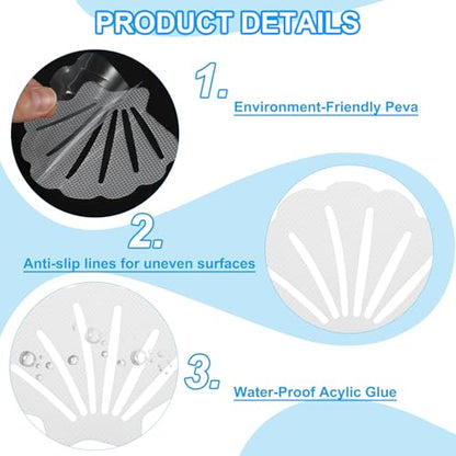 PATIKIL Bathtub Non Slip Stickers 3.54x2.76 Inch, 12 Pack Shell Safety Shower Floor Anti Slip Stickers with Adhesive Decals Scraper for Bath Tub Shower Floor Stair, Clear - color: Clear