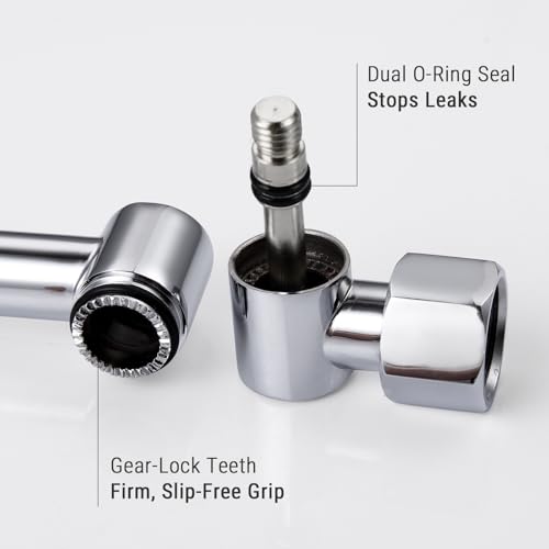 G-Promise All Metal Shower Head Extension Arm (Chrome, 9.5 INCH) | Rise or Lower Shower Head, Height & Angle Adjustable Extender, Anti-Leak, Firmly Secure Shower Head, Easy to Install - color: Chrome