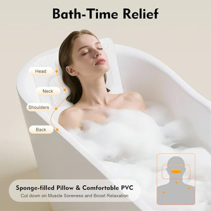 Luxury Bath Cushion, Full Body Bath Pillow for Bathtub, 49.21 * 14.17in Thick Bathtub Cushion, Bath Mat for Head and Neck Support, Ideal Bath Accessories for Spa, Soaking, Tub