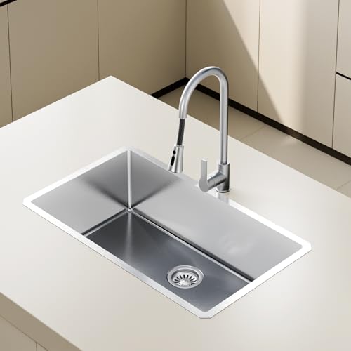 30" Undermount 18 Gauge 304 Stainless Steel Single Bowl Kitchen Sink with Accessary in 30"Lx18"Wx10"D - size: 30"L x 18"W x 10"D Single Bowl