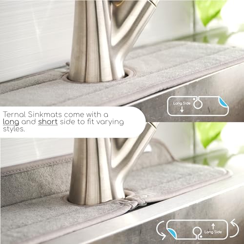 Ternal Original SINKMAT 15in Faucet Splash Guard Extra Long Microfiber Sink Drip Catcher Mat Non Slip Countertop Protector Drying Pad Kitchen Bathroom RV Machine Washable [Moss Green] - size: 15" x 5.4"