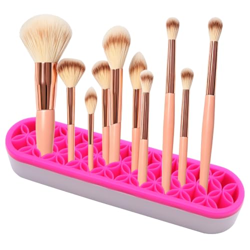 1Pcs Makeup Brushes Holder Silicone Make Up Brush Holder (Rose Red) - color: Rose Red