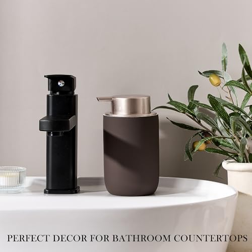 Foaming Soap Dispenser with Plastic Pump,12oz Foam Dispenser Bathroom,Kitchen Foam Soap Dispenser,Brown Hand Soap Bottle(Rubber Paint& Ceramic) - color: Mocha Brown