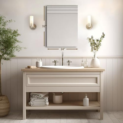 Bathroom Vanity Mirror 24"x32" Frameless Wall Mirror Shatterproof | Modern Wall Mount Vanity Mirror, Hangs Horizontally or Vertically, for Over Sink, Living Room, Bedroom, Upgraded Packing - size: 32"L x 24"W
