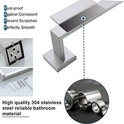 Brushed 4-Piece Bathroom Hardware Set Premium Stainless Steel Bath Towel Bar Sets Wall Mounted Square Bathroom Accessories Kit, 23.6 Inch Brushed Nickel - color: Brushed Nickel, size: 4-Pieces Set-A