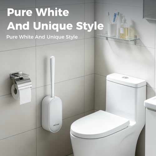 Bathroom Toilet Brush, OSCIOSS Toilet Bowl Brush with Ergonomic Design, Compact Size, Durable Bristles, Wall Mounted RV Toilet Brush for Bathroom Cleaning (White, 2pack) - color: White, size: 2 Pack