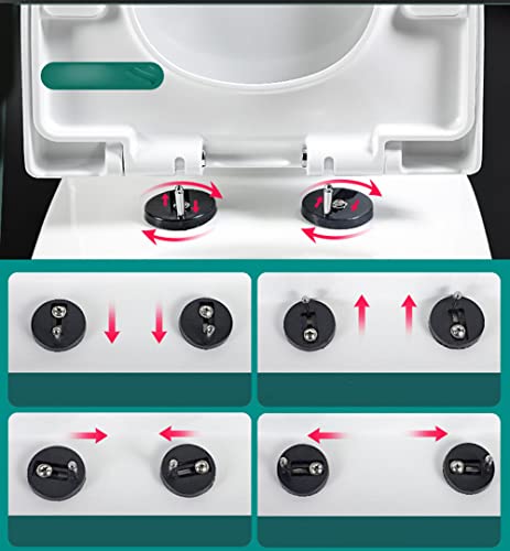 Round Toilet Seat Soft Close with Non-Slip Seat Bumpers, Soft Close Toilet Seat Round, Toilet Seat Slow Close Adjustable Hinge,07d