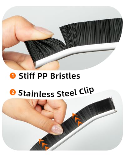 MR.SIGA Crevice Cleaning Brush, Grout Scrub Brush for Corners, Tight Spaces | Hard bristles, Heavy duty and flexible, for deep cleaning of hard to reach areas of kitchen and bathroom, 3 pack, black