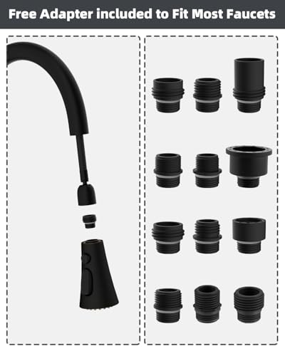 Hibbent 3-Function Pull Down Kitchen Faucet Head Replacement with 12 Adapters, NSF/ANSI/CAN 61 & CUPC Certified Sink Spray Nozzle, Compatible with Moen, Delta, Kohler Faucets, Oil-Rubbed Bronzed - color: Oil Rubbed Bronze