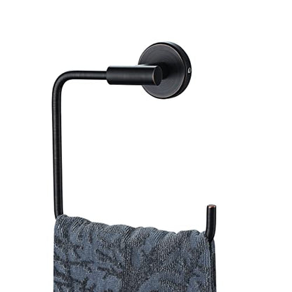 JQK Towel Ring Oil Rubbed Bronze, Stainless Steel Square Ring Towel Holder for Bathroom, 6 Inch ORB Wall Mount, TR140-ORB - color: Oil Rubbed Bronze