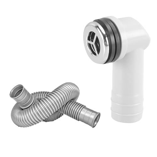 QRITY 1 PCS Overflow Pipe, 29x29mm Round Interface, Kitchen Sink Drain Pipe Kit, Silver, ABS Plastic, Bathroom Sink Overflow Head, 450mm Length - style: Style-B