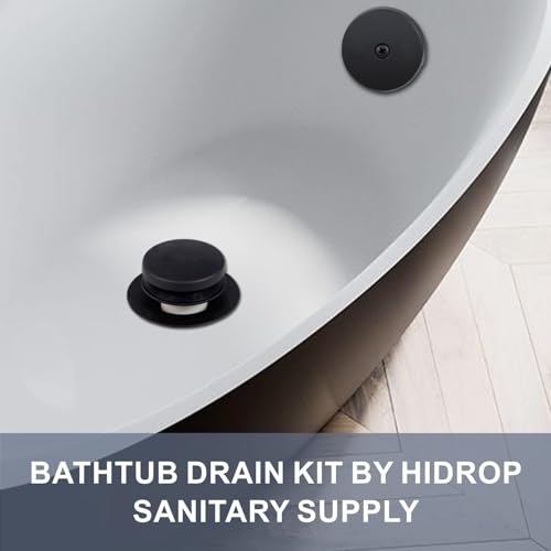 HIDROP Matte Black Tip Toe Tub Drain Trim Kit, 1-Hole Overflow Faceplate | Brass and 304 Stainless Steel Bathtub Drain,Universal Fine/Coarse Thread fit 1-3/8" or 1-1/2" Tub Drain,Tub Drain Replacement - color: Black, style: 1 Hole