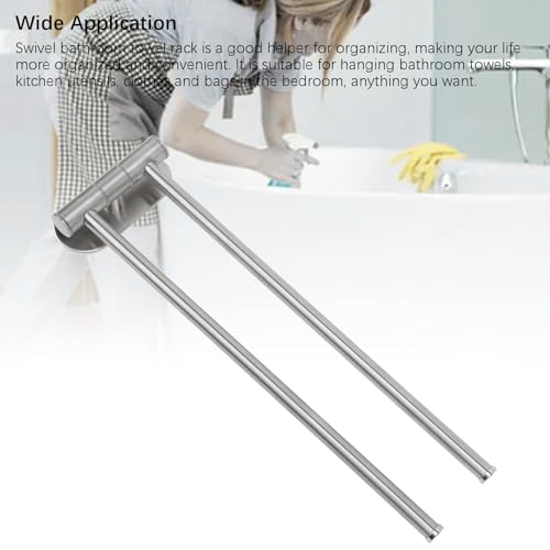 Stainless Steel Towel Rack, 4 Arm, Wall Mounted, Space Saving, Swing Out, Swivel, Bathroom Towel Holder, 304 Stainless Steel, for Bathroom Organization (2 Arm) - size: 2 Arm