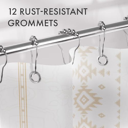 AmazerBath Boho Shower Curtain, Boho Cloth Shower Curtain with 12 Hooks, Hotel Quality Washable Rustic Farmhouse Polyester Fabric Bathroom Shower Curtain Set, 72x72 Inches - color: D- Boho Haven+12 Metal Hooks, size: 72"W x 72"L (Pack of 1)