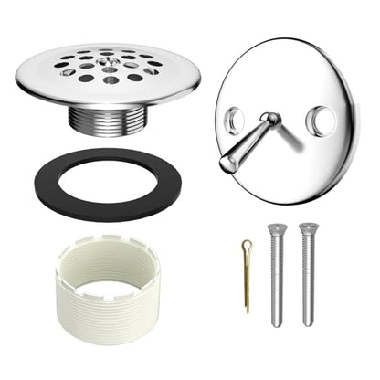Trip Lever Tub Drain Kit, Chrome | Bathtub Drains Stopper Replacement Kits, Trip Lever Overflow Faceplate, Tub Drains Strainer, Thread Adapter & Gasket - color: Chrome Kits