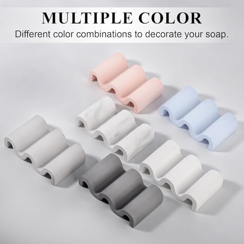 Diatomite Soap Dish Bar Soap Holder Wave Texture Sponge Tray, Marble White | Quick Drying, Self Draining Design Helps Keep Bar Soap Dry for Bathroom Sink, Shower & Kitchen - color: Marble White