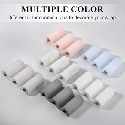 Diatomite Soap Dish Bar Soap Holder Wave Texture Sponge Tray, Pink | Quick Drying, Self Draining Design Helps Keep Bar Soap Dry for Bathroom Sink, Shower & Kitchen - color: Pink