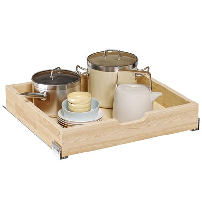 Pull Out Cabinet Organizer, 22.5 in W x 21 in D Solid Wood Slide Out Drawer, Soft Close Sliding Shelf, Bottom or Side Mount for Kitchen Pantry Bathroom, Fits 23.5 in Cabinet Opening - size: 22½” W × 4"H x 21” D