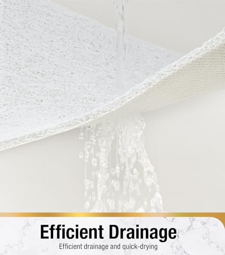 HITSLAM Bathtub Mat Non Slip, 35 x 16 Inch Long Soft PVC Loofah Shower Mat, Bath Mat for Tub Without Suction Cups, Quick Drying Bath Tub Mat for Shower and Bathroom, Easy to Clean, White - color: White