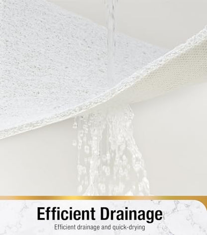 HITSLAM Bathtub Mat Non Slip, 35 x 16 Inch Long Soft PVC Loofah Shower Mat, Bath Mat for Tub Without Suction Cups, Quick Drying Bath Tub Mat for Shower and Bathroom, Easy to Clean, White - color: White