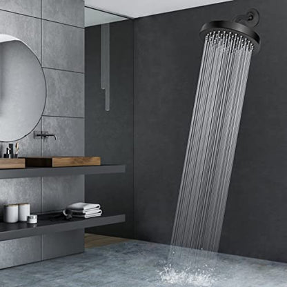 Voolan Shower Arm with Flange and Teflon Tape, Extension Shower Head Arm for Bathroom Fixed Shower Head, Solid Stainless Steel, Wall Mounted (6 Inch,Black) - color: Black, style: 6 Inch