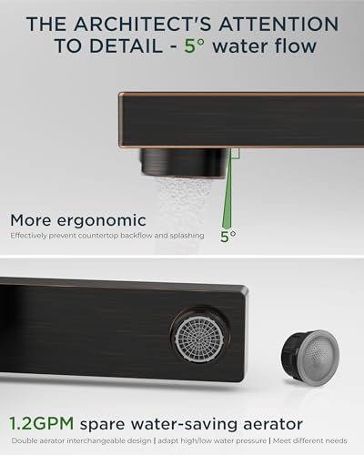FORIOUS 3 Hole Oil Rubbed Bronze Bathroom Faucet Widespread Square, Antique | CUPC Two Handle 8 In Antique Bronze Bathroom Faucet 3 Hole with Drain, Hose and Water Saving Aerator for Restroom, Commercial - color: Oil Rubbed Bronze, style: Modern