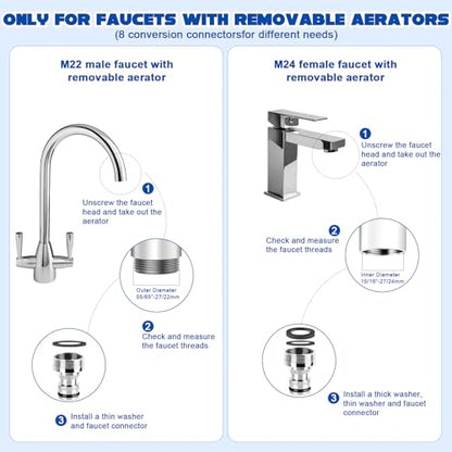 Sink Faucet Quick Connector with Aerator, Faucet to Garden Hose Adapter | Portable Snap Coupling Adapter for Dishwasher/Washer, Sink Hose Adapter for Kitchen/Bathroom/Shower, Easy to Install