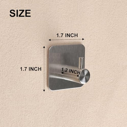 Generic 4 Pcs Stainless Steel Adhesive Hooks, Heavy Duty Waterproof, Silver, 6 lbs Max Weight, Modern Style, Wall Mount, Non Slip, Suitable for Bathroom, Bedroom, Kitchen, Closet, Living Room - color: Silver, size: Stainless Steel Cylinder, Square