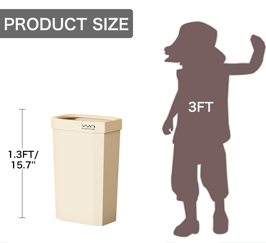 4 Gallon, Small Slim Garbage Can, Open Top Trash Can for Bathroom, Kitchen, Office, Bedroom, Living Room (White) - color: White