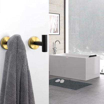 NearMoon Bath Towel Hooks- SUS 304 Stainless Steel Robe Hook Holder, Heavy Duty Coat Hook for Bathroom Livingroom Hotel Kitchen Garage, Wall Mounted (Black Gold, 4 Pack) - color: Black Gold, size: 4 Pack