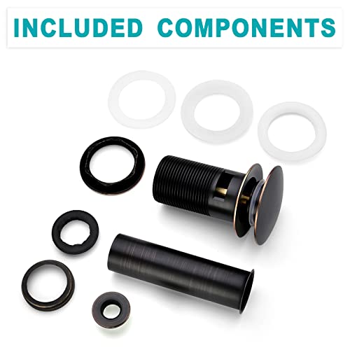 BESTILL Bathroom Sink Drain Stopper, Push Pop Up Drain with Overflow, Oil Rubbed Bronze - color: Oil Rubbed Bronze, style: with Overflow