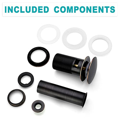 BESTILL Bathroom Sink Drain Stopper, Push Pop Up Drain with Overflow, Oil Rubbed Bronze - color: Oil Rubbed Bronze, style: with Overflow