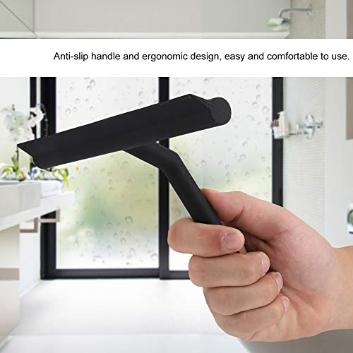 Squeegee for Glass Doors, Rubber Squeegee Head and Stainless Steel Holder for Glass Doors, Bathroom, Shower Doors, Mirrors, Tiles, and Car Windows