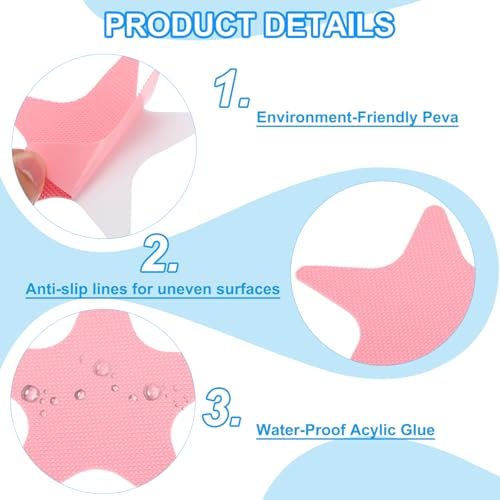 PATIKIL Bathtub Non Slip Stickers 4.13x4.13 Inch, 6 Pack Star Safety Shower Floor Anti Slip Stickers with Adhesive Decals Scraper for Bath Tub Shower Floor Stair, Pink - color: Pink