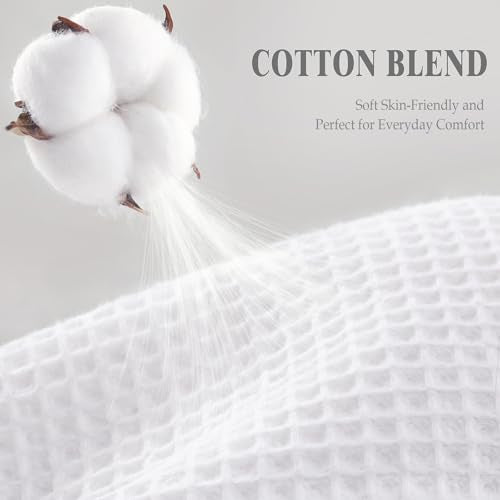 Stall Waffle Shower Curtain Heavyweight Cotton Fabric White 48Wx72L | Soft Cotton Cloth,3D Square Truely Waffle,Washable, Hotel Luxury Spa, Shower Curtains for Narrow Bathroom 12 Plastic Hooks - color: White, size: Small Stall 48"W x 72"L