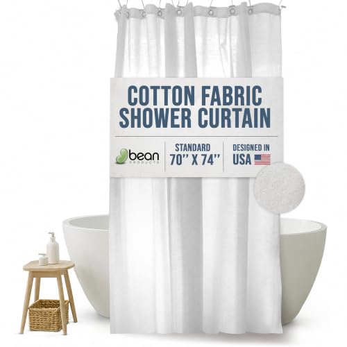 Bean Products White Cotton Bathtub Shower Curtain Liner- 70x74 - color: White, size: 70"W x 74"L (Pack of 1)