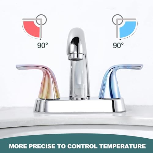 Chrome Bathroom Sink Faucet, 4 Inch Centerset Bathroom Faucet | ALEASHA 2 Handles Vanity Faucet with Pop Up Drain Stopper, RV Lavatory Vanity Faucets with Aesthetic Appeal - color: Chrome