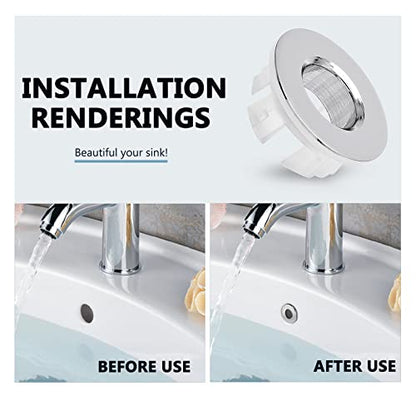 3 Pack Sink Overflow Ring, Chrome Brass Basin Drain Cover | Fits 22-25mm Overflow Hole, Tool-Free Flex Buckle Install, Anti-Aging Rust Proof, for Ceramic Bathroom Kitchen Sink - color: Chrome -- 3 Pack, style: Copper