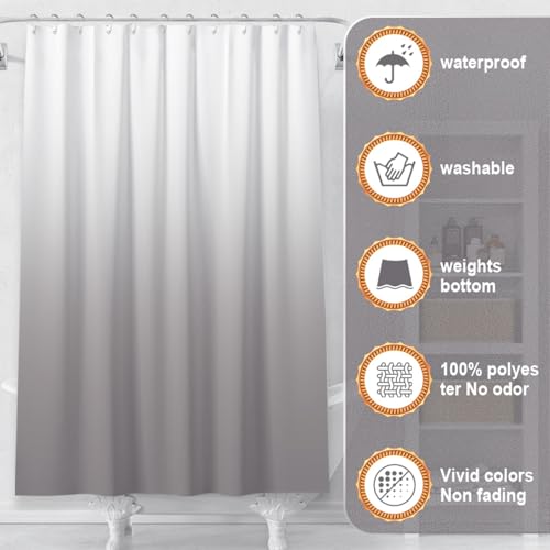 Shower Curtain Sets with Rugs and Adjustable Toilet Seat Cover | 4 Pcs Gray Bathroom Sets with Shower Curtain and Rugs and Microfiber Toilet Lid Cover - color: Grey