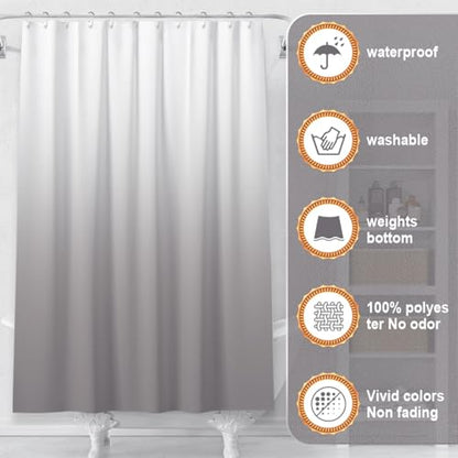 Shower Curtain Sets with Rugs and Adjustable Toilet Seat Cover | 4 Pcs Gray Bathroom Sets with Shower Curtain and Rugs and Microfiber Toilet Lid Cover - color: Grey